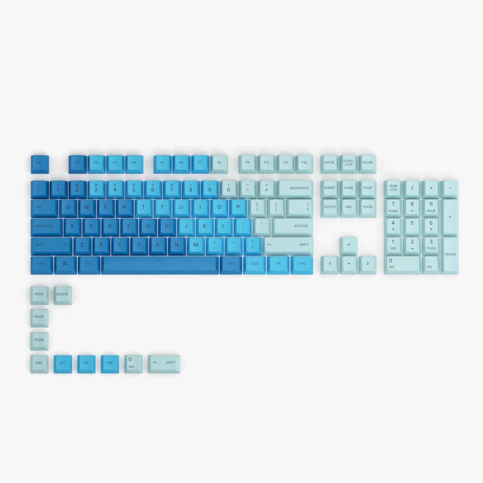 Glorious GPBT ANSI Sublimated Mechanical Keyboard Keycaps (Ocean) - 114 Keys PBT Double Shot Keycap Set for Gaming & Typing - Compatible with 60% 65% 75% 80% 100% Mechanical Keyboards - Perfect for PC, Mac, RGB Backlit Keyboards & Office Work