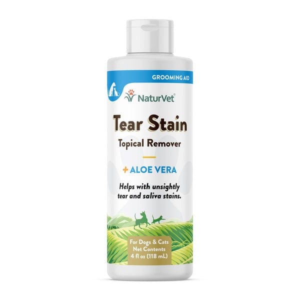 NaturVet Aloe Vera Tear Stain Remover for Dogs & Cats - Gentle Eye Cleaning Solution for Pet Grooming & Daily Care