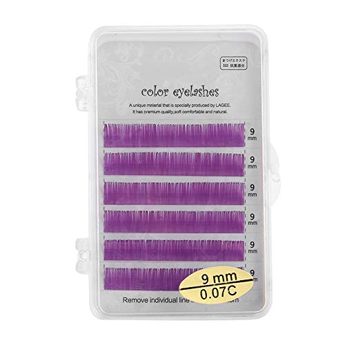Colorful False Eyelashes Extension Kit - 0.10B 9mm Purple Natural Thick Lashes for Dramatic Eye Makeup | Perfect for Parties, Weddings & Special Occasions