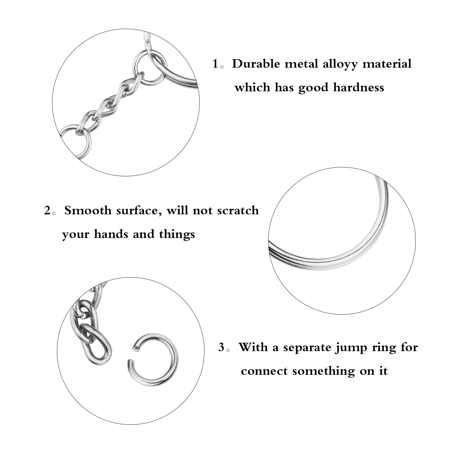 Metal Split Key Rings with Chain - 100pcs 1