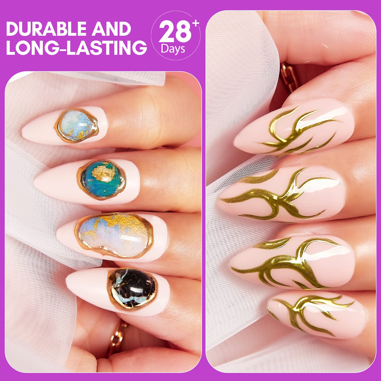 Makartt 2-Pack 3D Artitic Foil Transparent Gel - 8ml Each | Nail Art Design & Decoration for Professional & DIY Manicures