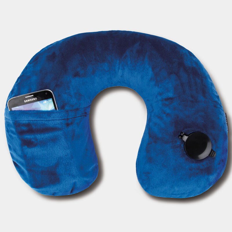 Travelon Deluxe Inflatable Neck Pillow for Airplane Travel - Comfortable & Portable Travel Pillow for Long Flights, Road Trips & Camping