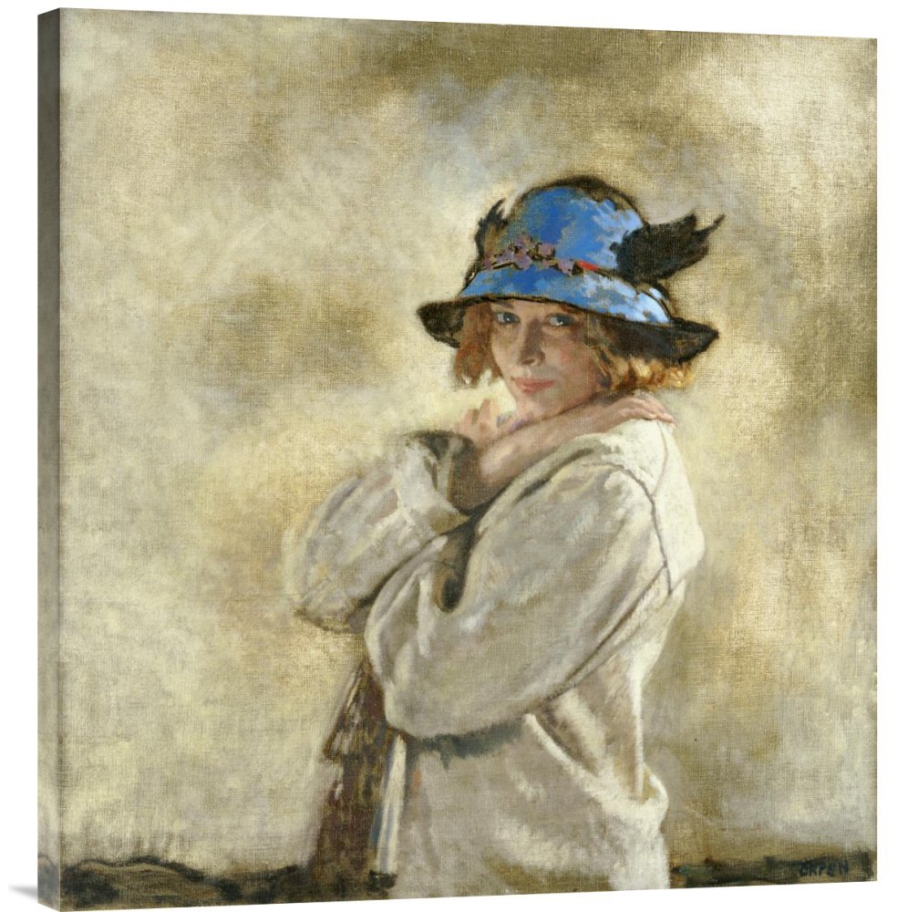 Sir William Orpen The Blue Hat Gallery Wrap Giclee Canvas Wall Art Print - Premium Handmade Home Decor for Living Room, Bedroom & Office