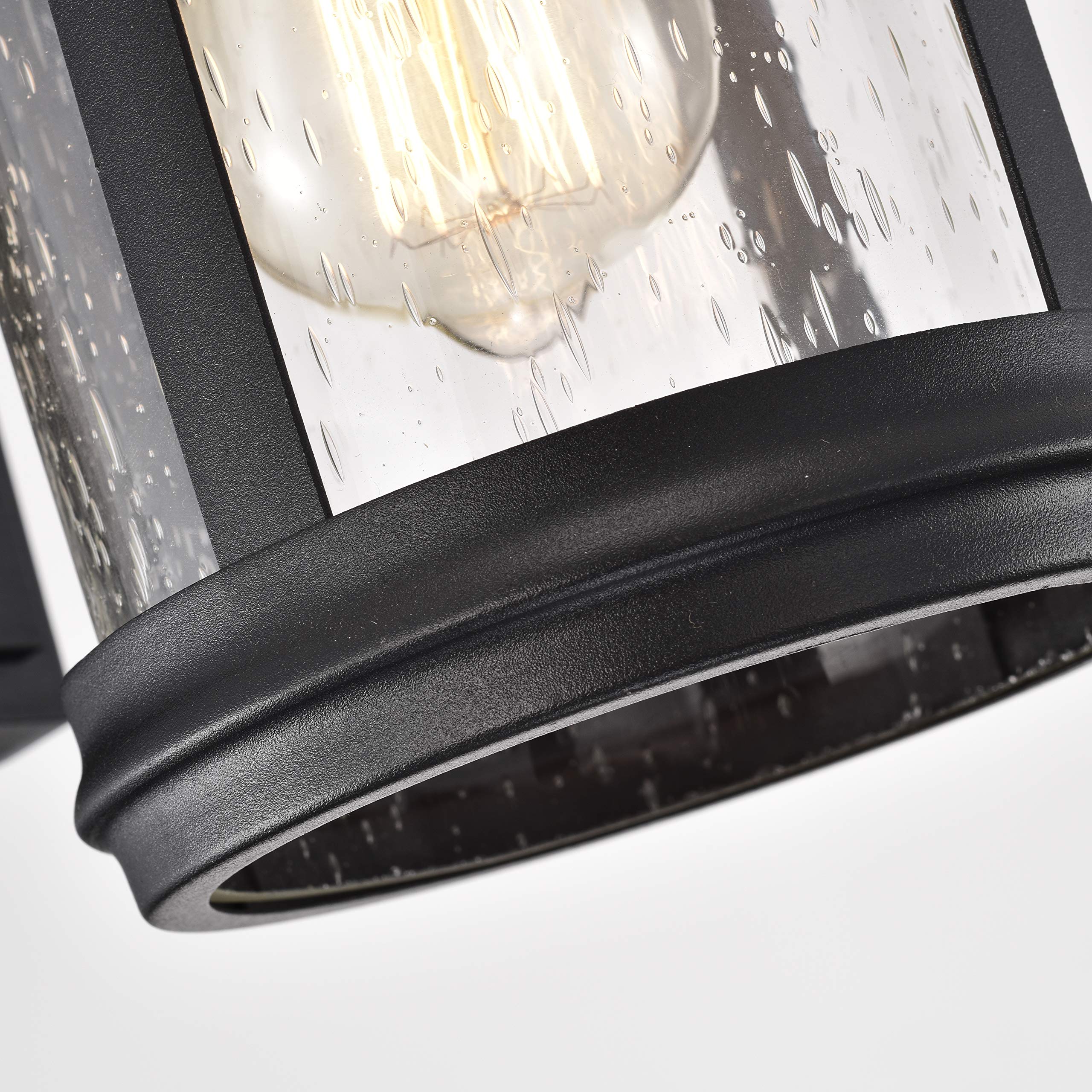 Textured Black Outdoor Wall Sconce - 1 Light Transitional Fixture, 12