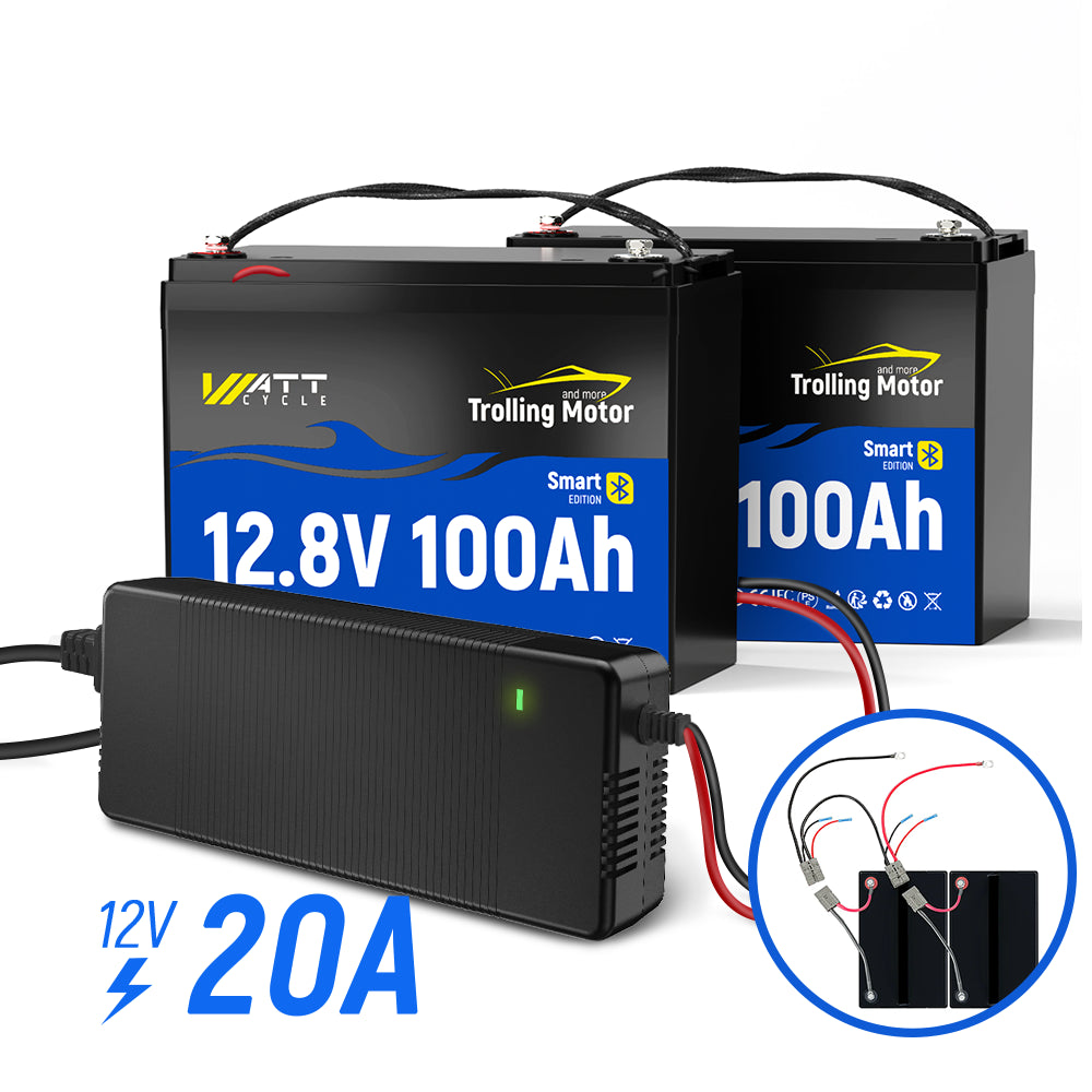 24V 100Ah LiFePO4 Deep Cycle Battery for Trolling Motors - Rechargeable Lithium Iron Phosphate Marine Battery with Long Lifespan - Perfect for Fishing Boats, Kayaks, and RV Power Supply