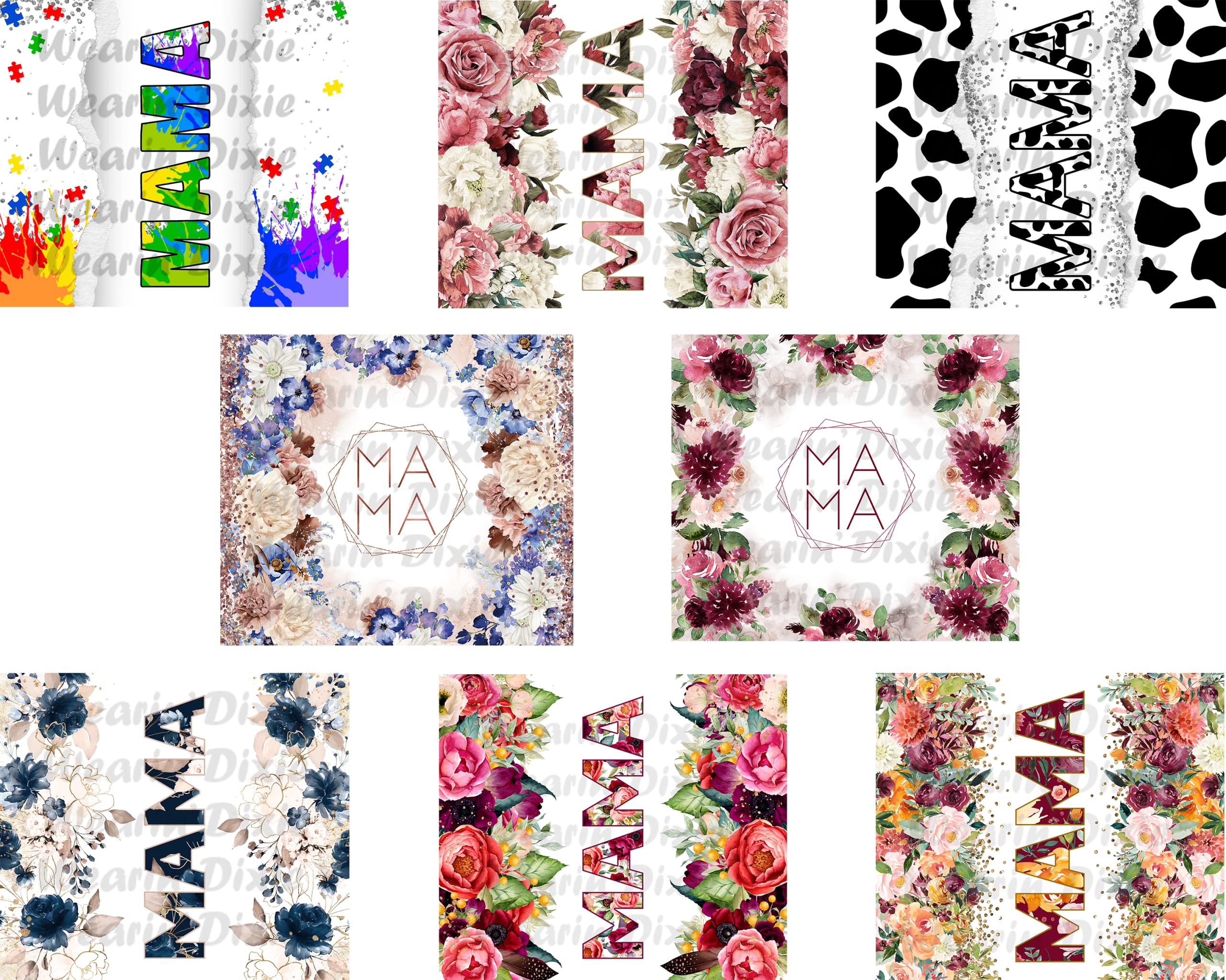 Custom Mama Tumbler Sublimation Bundle - Ready to Press Heat Transfer Designs for 20oz Tumblers | Perfect for Mother's Day Gifts, Personalized Drinkware & DIY Craft Projects