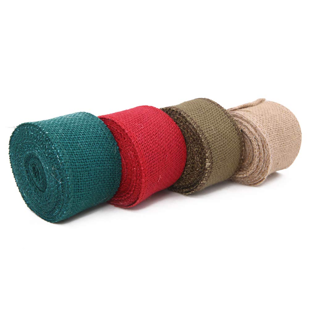 6.5 Yards 2.3 Inch Natural Jute Burlap Wired Ribbon Rolls for Wedding, Christmas Wreath, Bows, Gift Wrapping & DIY Craft Decorations - Perfect for Holiday Decor, Party Favors and Home Decoration Projects