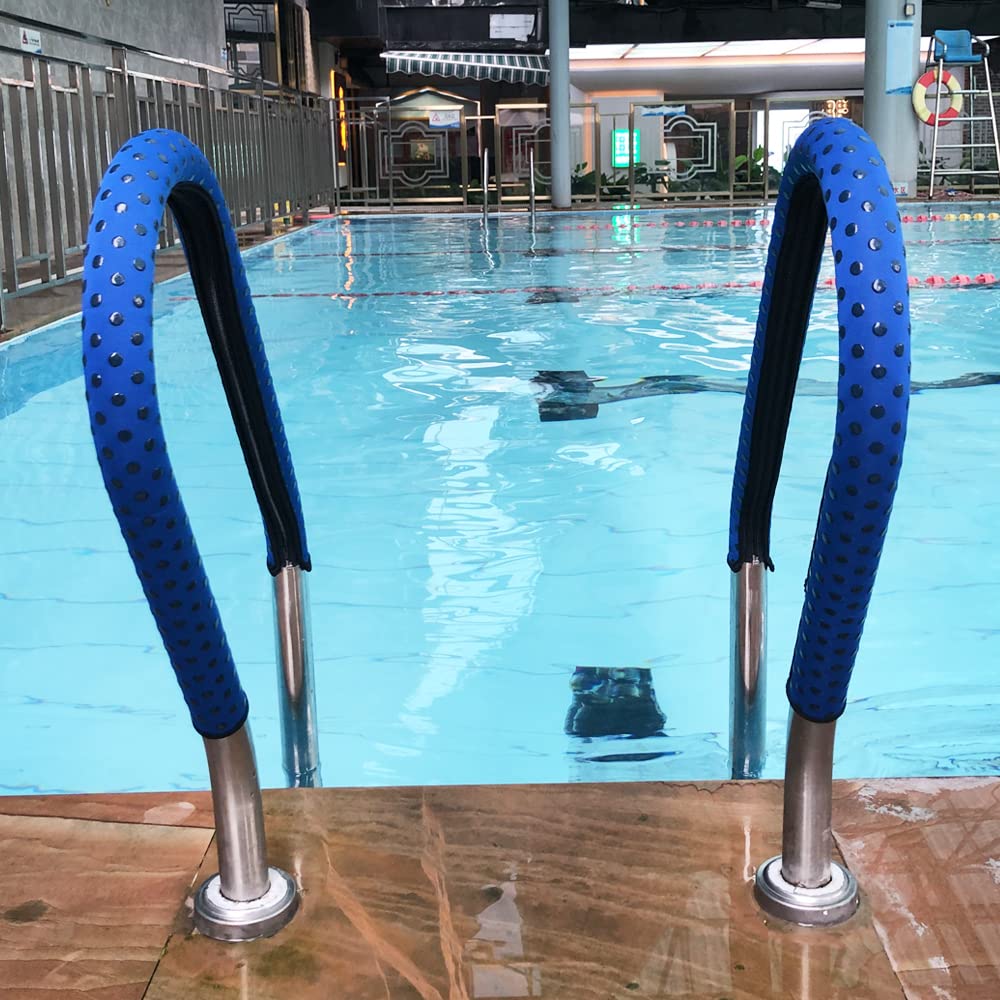 Slip-Resistant Swimming Pool Handrail Cover with Grip Dots | Zippered Design | Blue | 4 Feet | Ideal for Safety and Comfort in Pools, Spas, and Hot Tubs