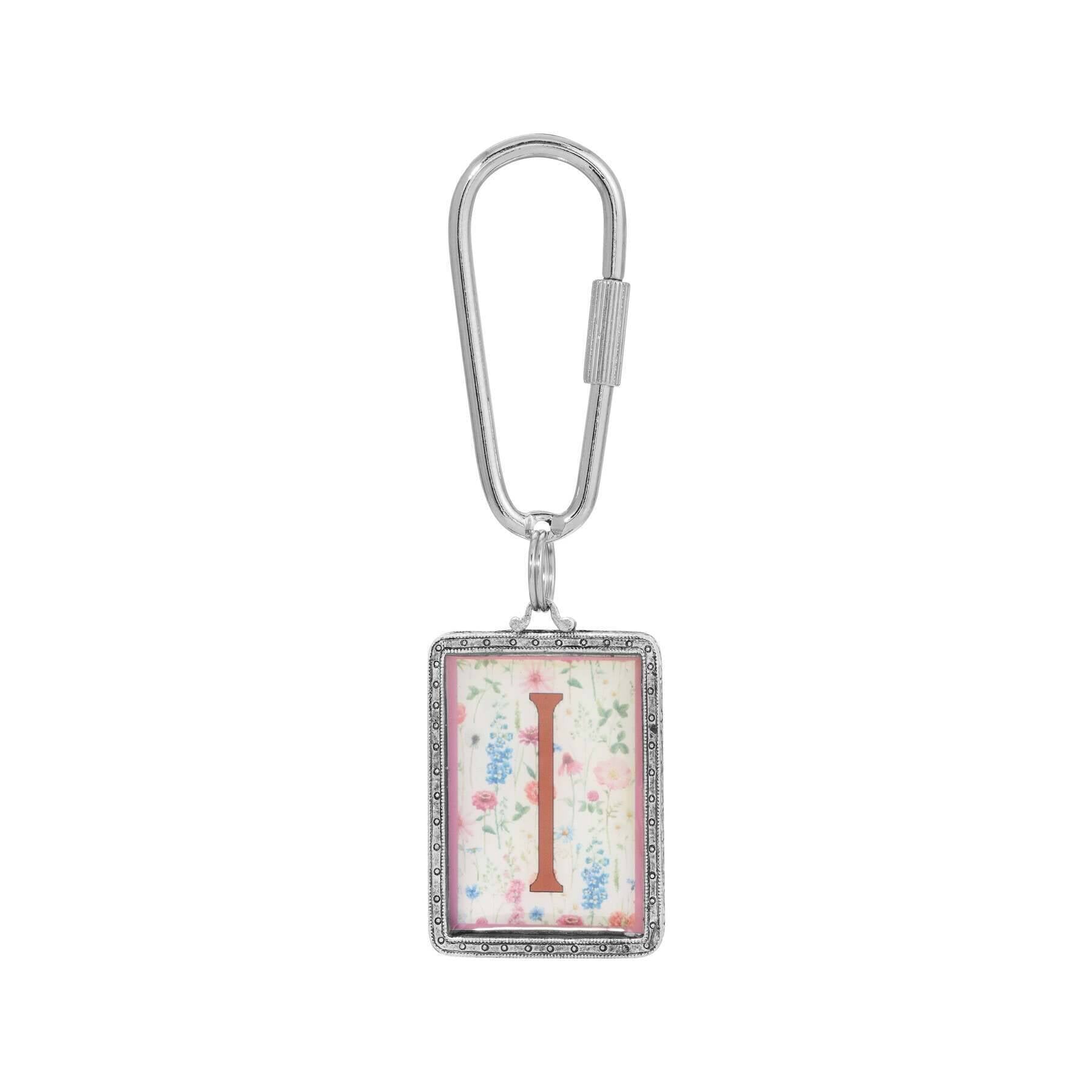 1928 Personalized Pink Floral Initial Carabiner Keychain - Custom Monogram Key Ring for Women, Gifts, Backpacks & Travel Accessories | Ideal for Everyday Use, Gifts & Key Organization