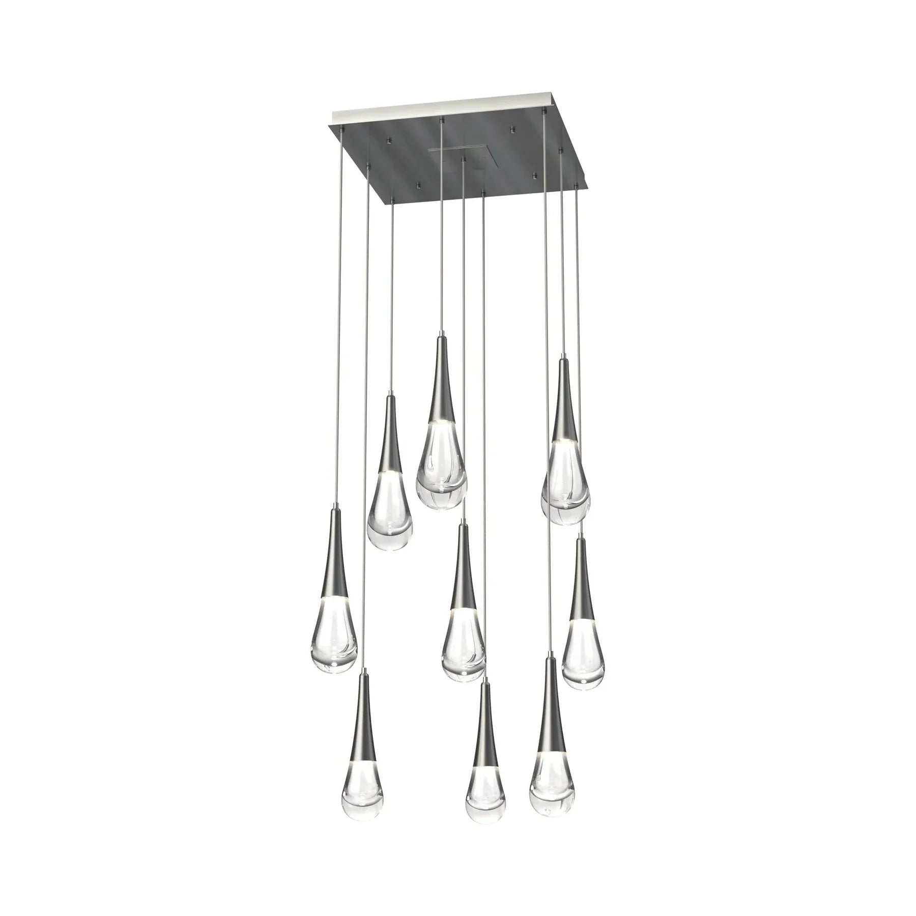 Modern Square LED Chandelier with Water Drop Crystals - Elegant Ceiling Light Fixture for Dining Room, Living Room, Bedroom or Entryway