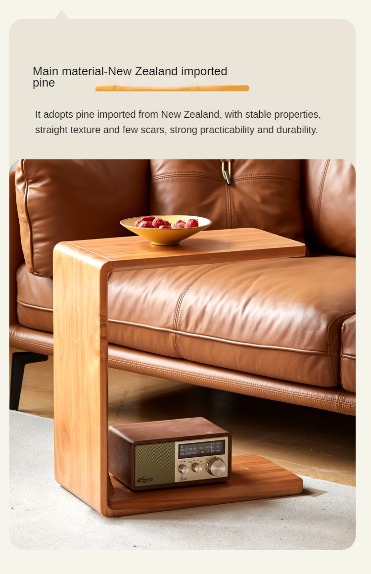 Solid Pine Wood Coffee Table and Side Table Set - Nordic Style Modern Living Room Furniture for Home Decor and Small Space