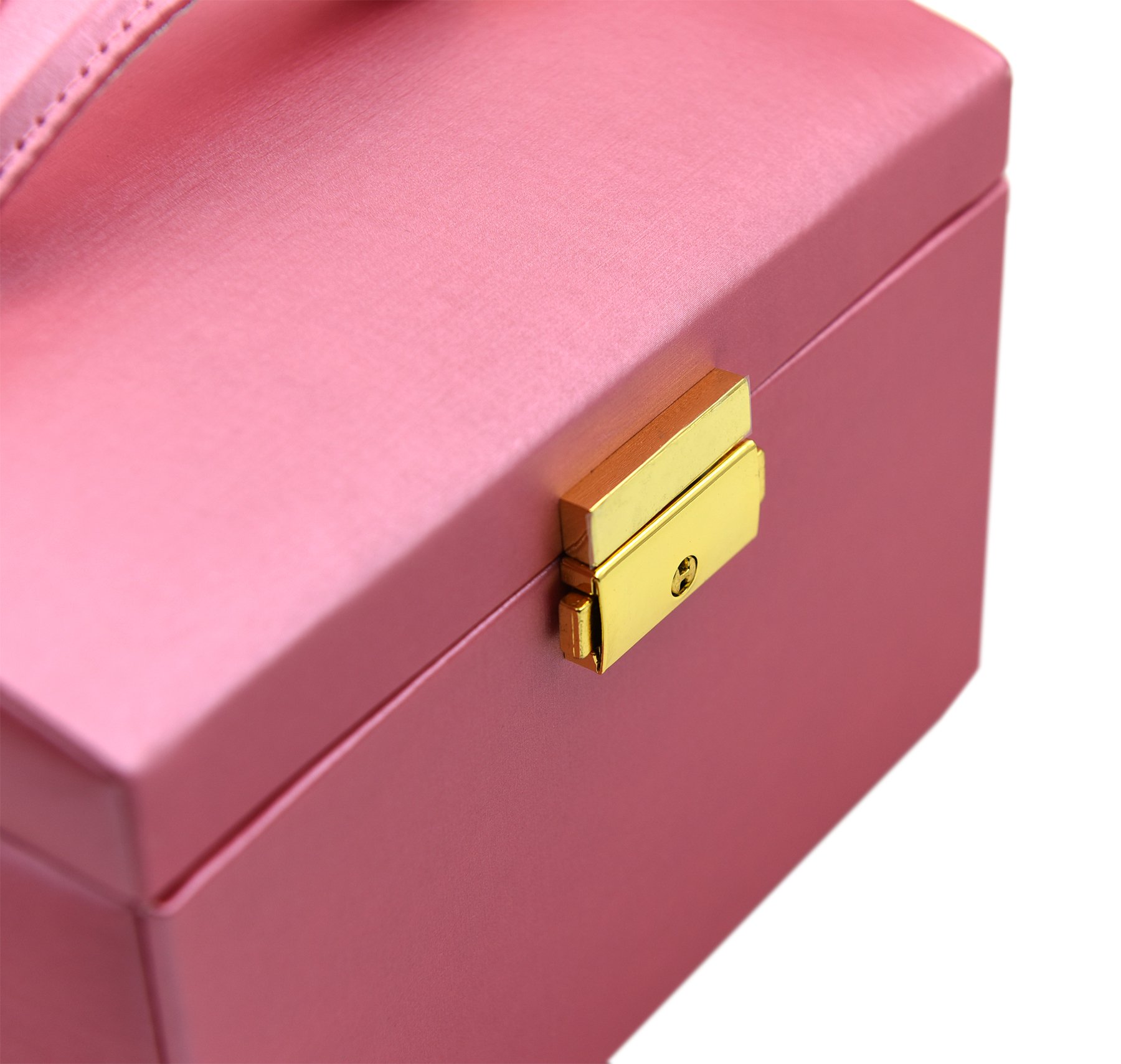 Goldwheat 3-Layer Jewelry Organizer Box with Lock - Portable Travel Jewelry Storage Case for Necklaces, Earrings, Rings & Bracelets | Perfect for Women's Jewelry Organization at Home, Travel & Gifts