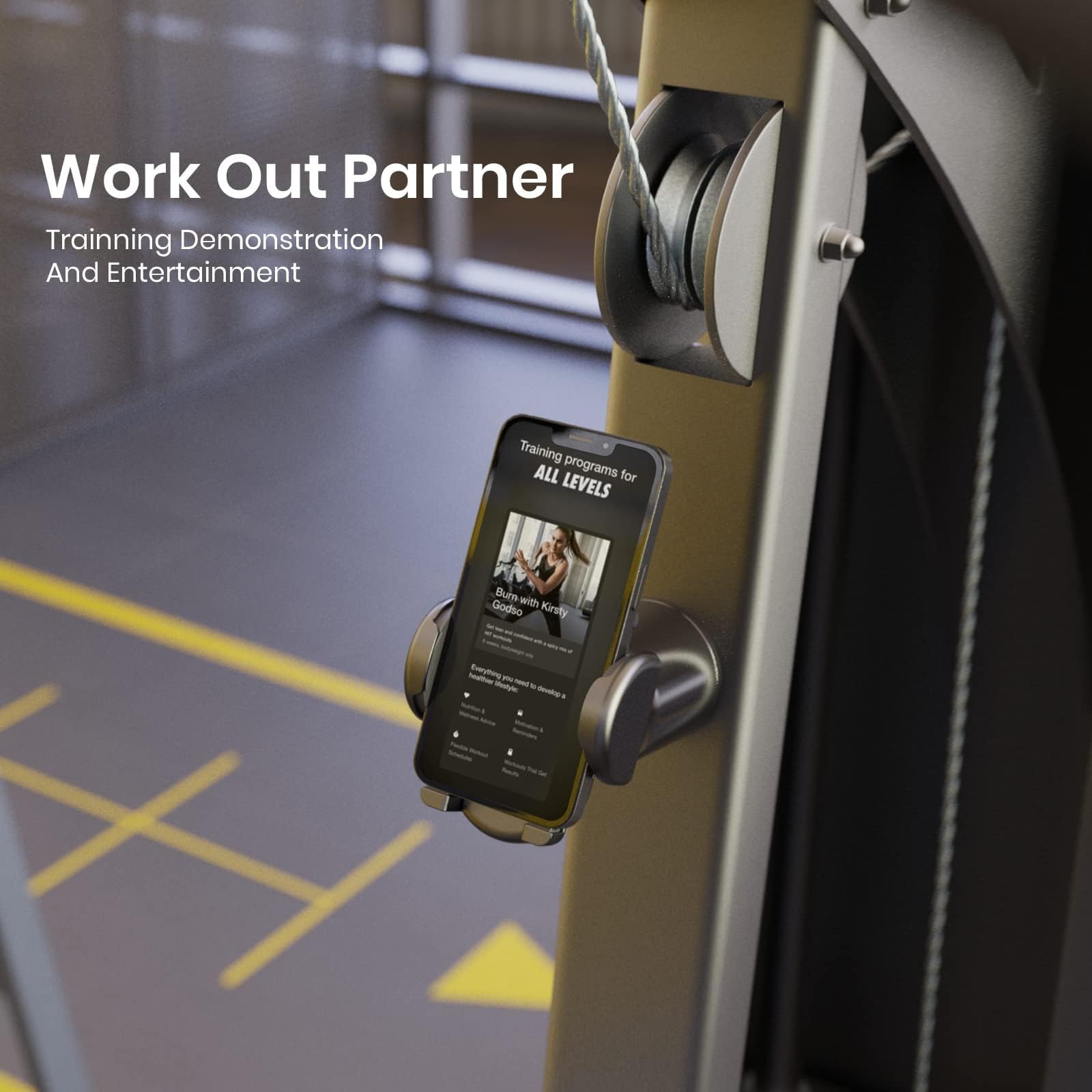 MiiKARE Magnetic Gym Phone Holder - 360° Rotating, Hands-Free for Workouts, Running, Cycling & Home Use - Black Fitness Accessory