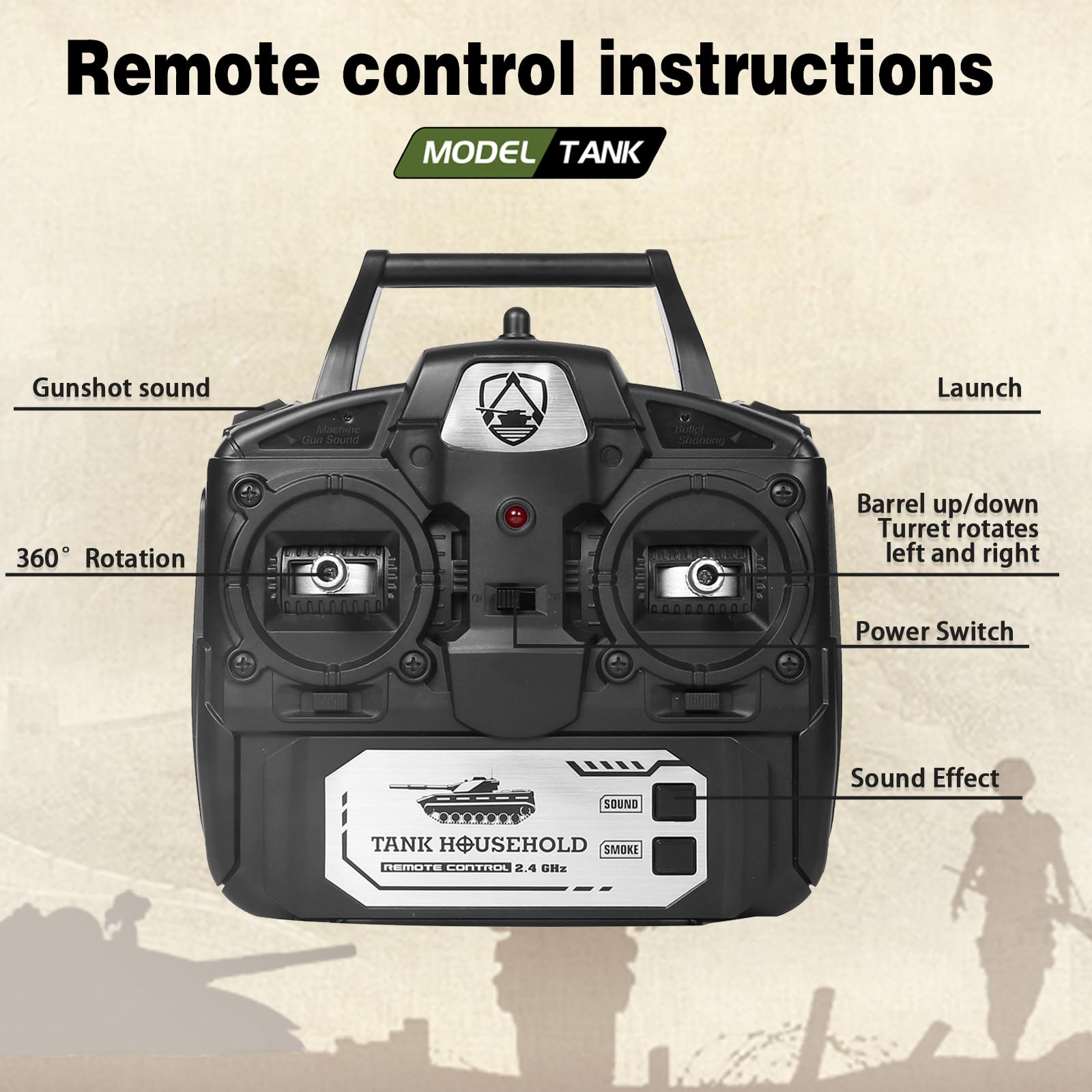 1:18 Scale RC Tank M412 - Remote Control Military Vehicle with 15 Channels, LED Lights, Smoke & Sound Effects | Shoots BBS & Water Bombs | Battle-Ready Toy for Adults & Kids | Outdoor Play, Backyard Battles & Collection Display