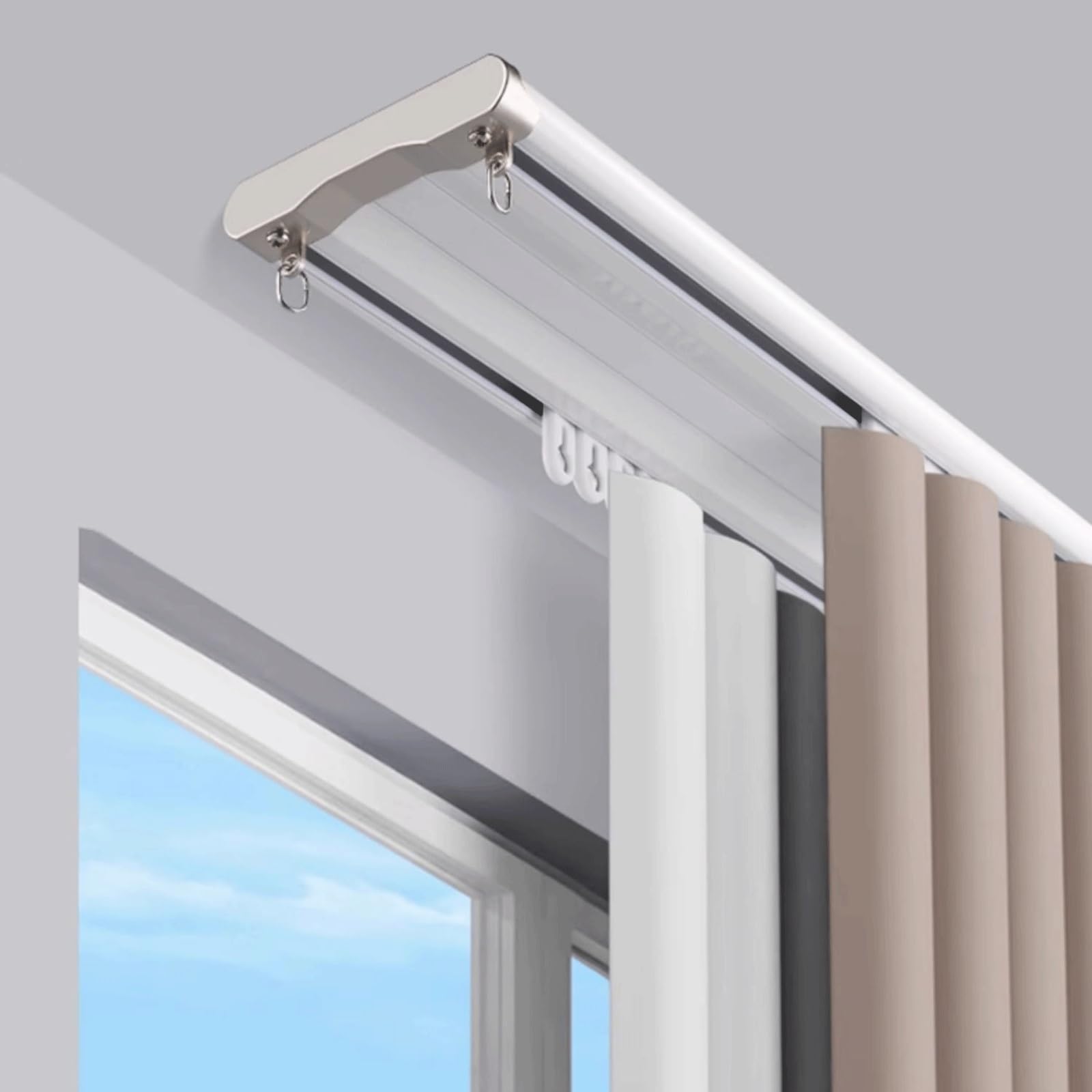 Heavy-Duty Double Rail Ceiling Curtain Track System - 2.8m (9.2ft) White - Silent Smooth Gliding for Room Dividers & Privacy - Easy Installation for Living Rooms, Bedrooms & Office Spaces
