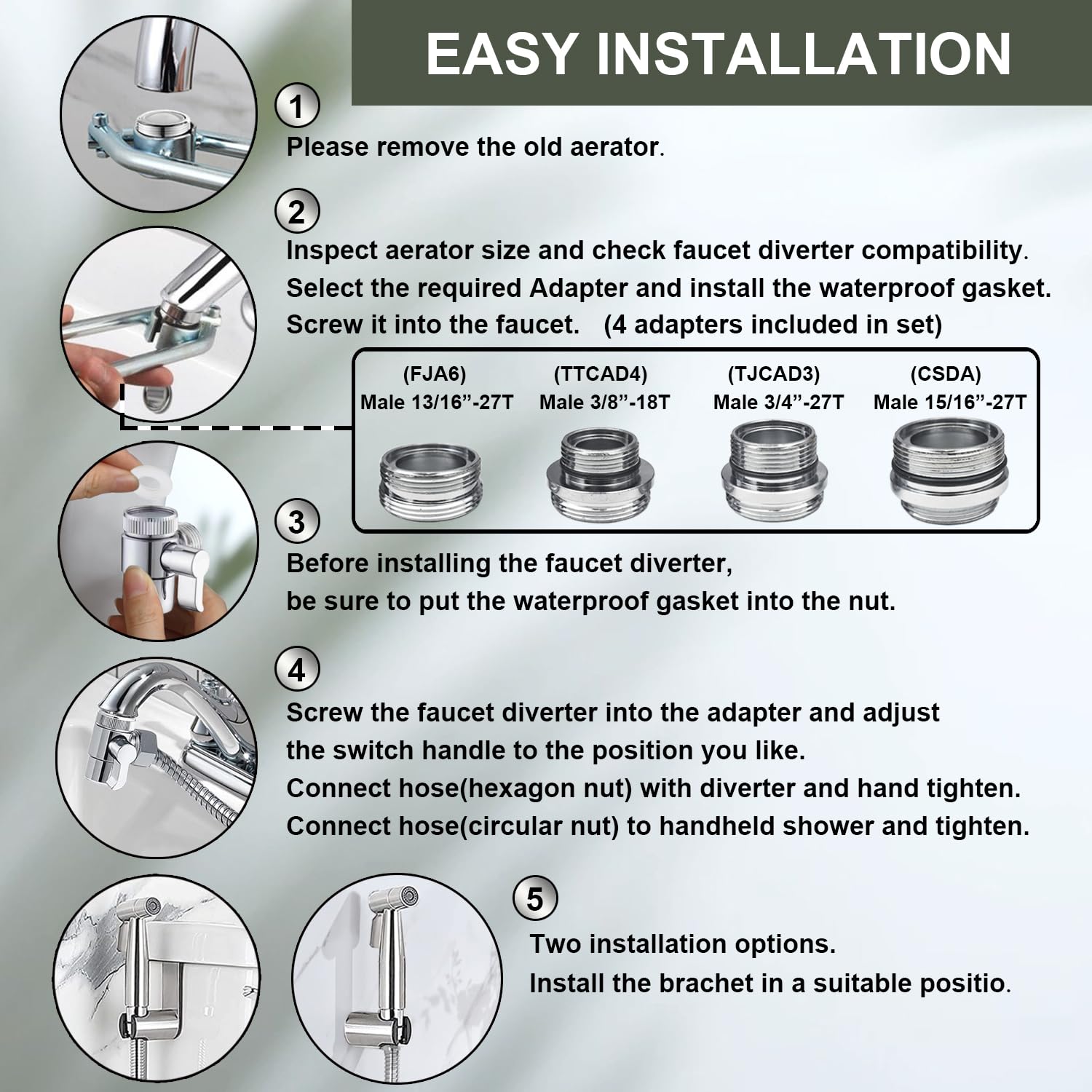 Premium Brushed Nickel Handheld Bidet Sprayer for Toilet - Dual Function Warm & Cold Water Bidet Attachment Set | Perfect for Feminine Hygiene, Cloth Diaper Cleaning & Bathroom Sanitation | Ideal for Modern Toilets, Baby Care & Household Cleaning