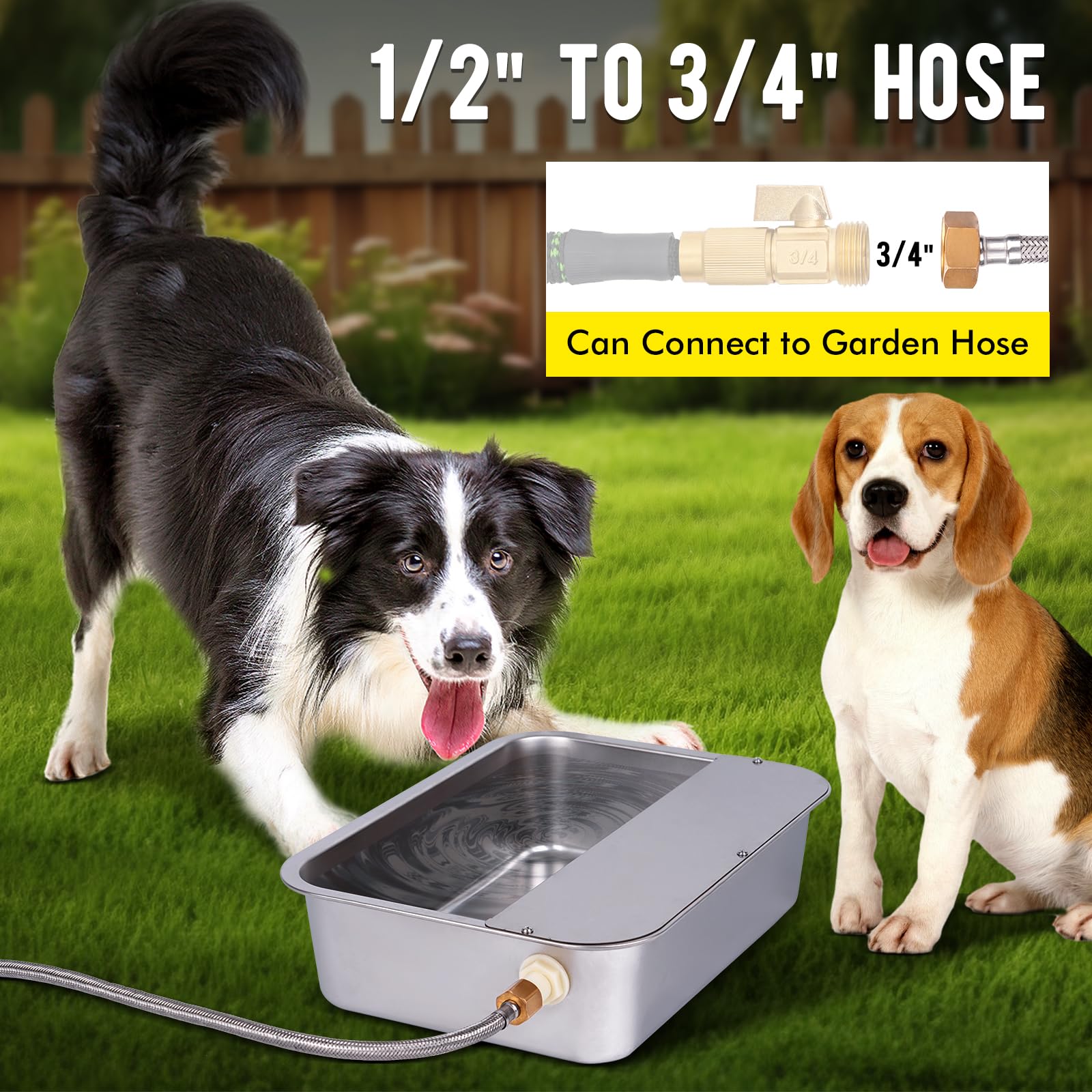 **3 Gallon Automatic Dog Water Bowl Dispenser - Stainless Steel Large Pet Waterer for Big Dogs, Cats, Livestock & Chickens (15.7