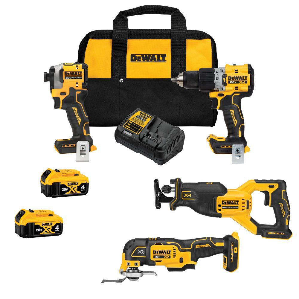 DEWALT 20V MAX Brushless 4-Tool Combo Kit (DCK4050M2) - Cordless Power Tools for Drilling, Cutting & Fastening | Perfect for Construction, Woodworking & DIY Home Projects