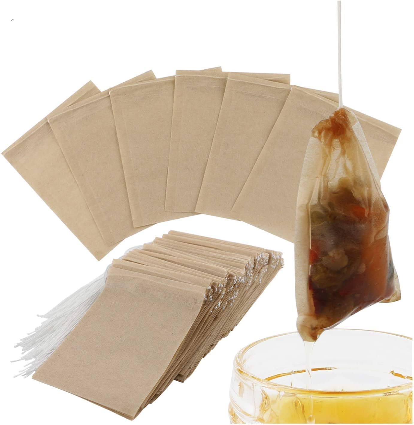 600pcs Unbleached Natural Drawstring Tea Bags for Loose Leaf Tea | Disposable Empty Tea Filter Bags | Perfect for Home Brewing, Office Use & Gift Packaging