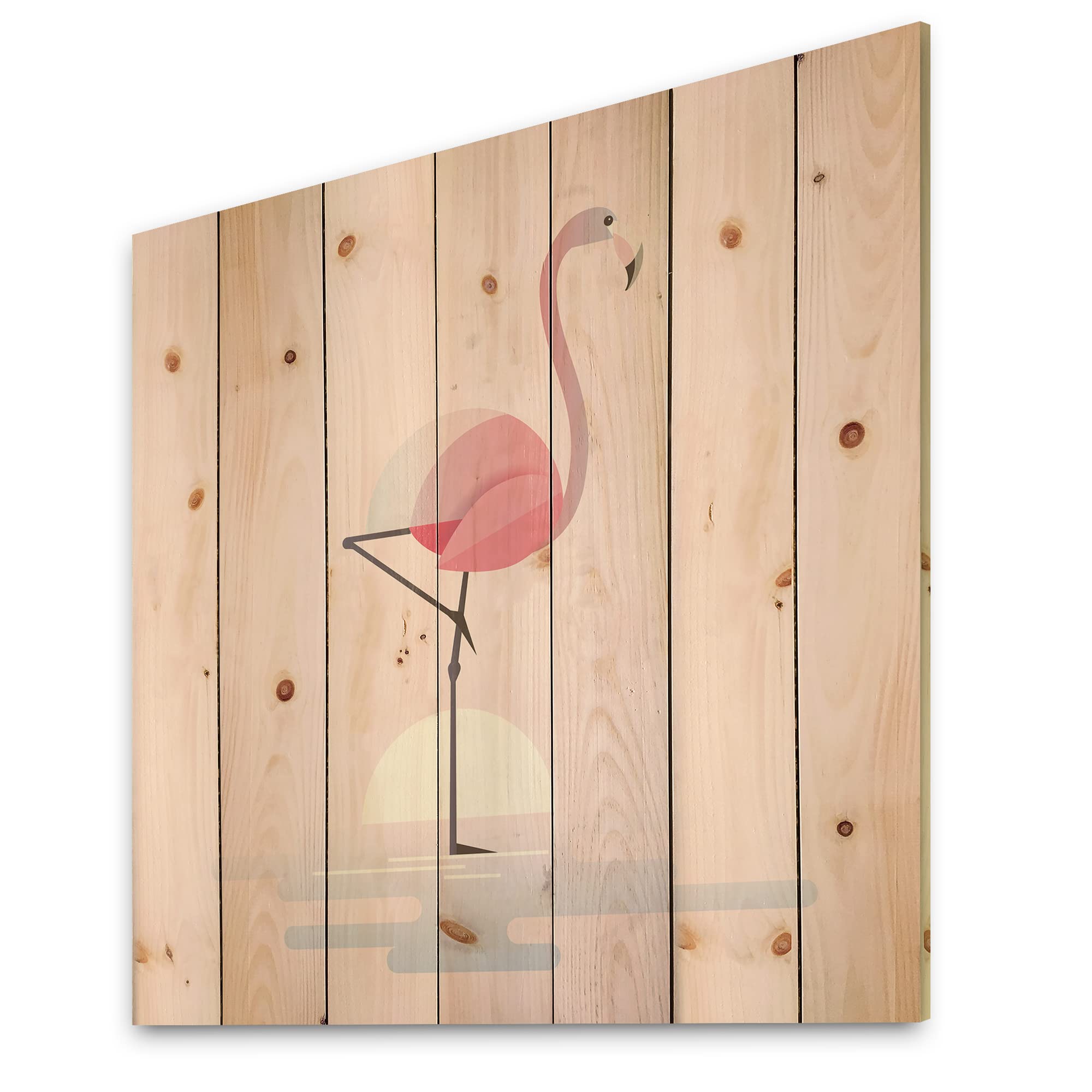 DesignQ Pink Flamingo Wall Decor - Farmhouse Wood Wall Art with Large Animal Print on Natural Pine Wood - Perfect for Living Room, Bedroom & Nursery Decor