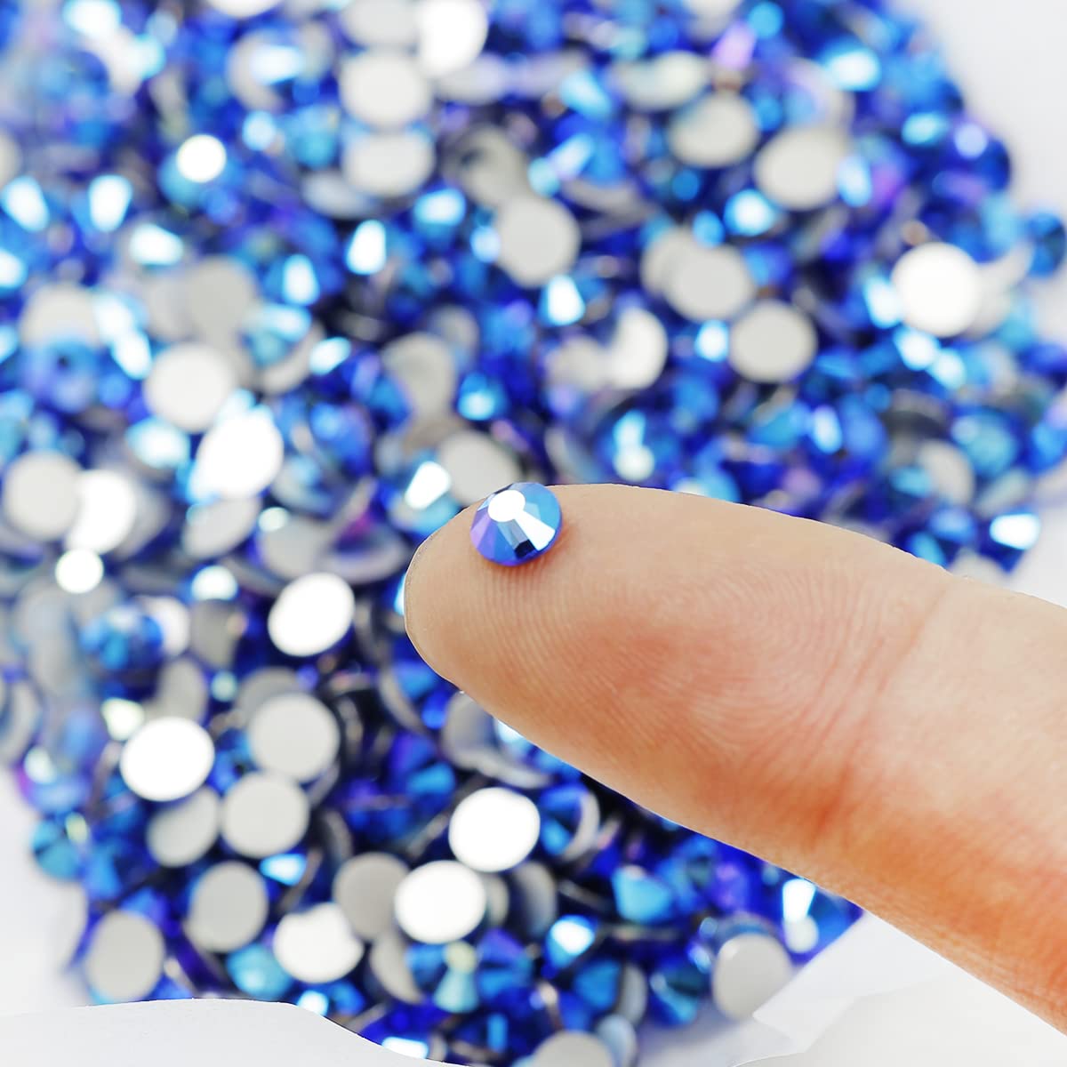 5mm Sapphire AB Rhinestones - 1440 pcs (10 Gross) Dark Blue Crystal Non-Hotfix Stones for Tumbler Cups, DIY Crafts, Nail Art, Fashion Accessories | Perfect for Clothing Embellishment, Shoe Decoration & Makeup Designs