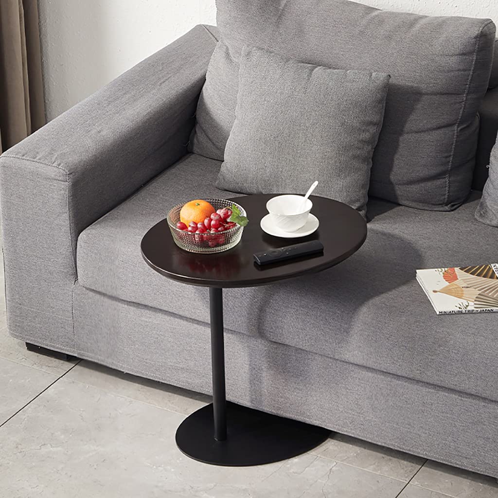 Modern Solid Wood & Iron Oval/Round Coffee Table - Stylish End Table for Living Room, Bedroom, Office & Balcony - Ash Black Sofa Side Table for Tea, Books & Home Decor | Perfect for Small Spaces, Home Staging, Cozy Reading Nooks & Apartment Decorating | Ideal for Coffee Break, Relaxing with Books, and Enhancing Home Aesthetics | Great for Compact Living Rooms, Studio Apartments, and Creating Inviting Entertainment Spaces