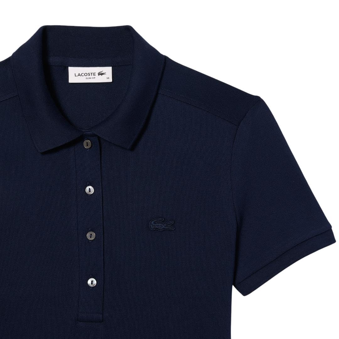 Lacoste Women's Classic Short Sleeve Stretch Mini Pique Polo Dress - EF8470 | Casual Summer Outfit for Golf, Beach & Everyday Wear