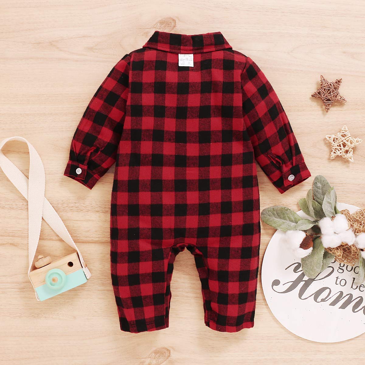 LYSMuch Newborn Baby Boy Plaid Romper - Soft Cotton Infant Jumpsuit Outfit for 0-12 Months | Perfect for Photoshoots, Family Gatherings & Daily Wear