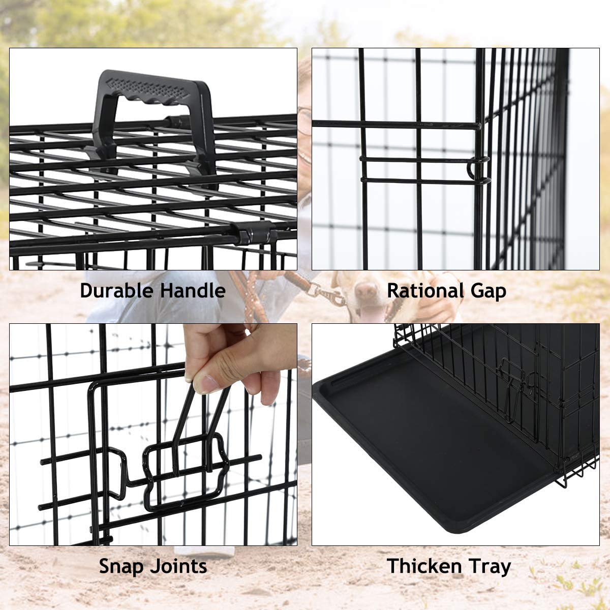 30 Inch Double-Door Pet Crate with Removable Tray, Handle & Divider - Durable Dog Training Cage for Indoor Use | Perfect for Puppy Housebreaking, Travel & Vet Visits