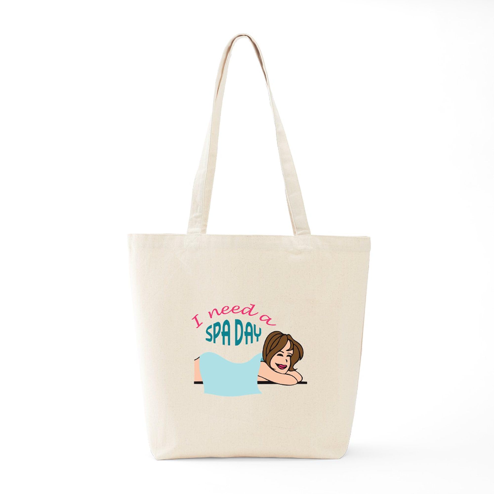 CafePress 'I Need a Spa Day' Natural Canvas Tote Bag - Reusable Eco-Friendly Shopping Bag for Women, Gym, Beach & Groceries