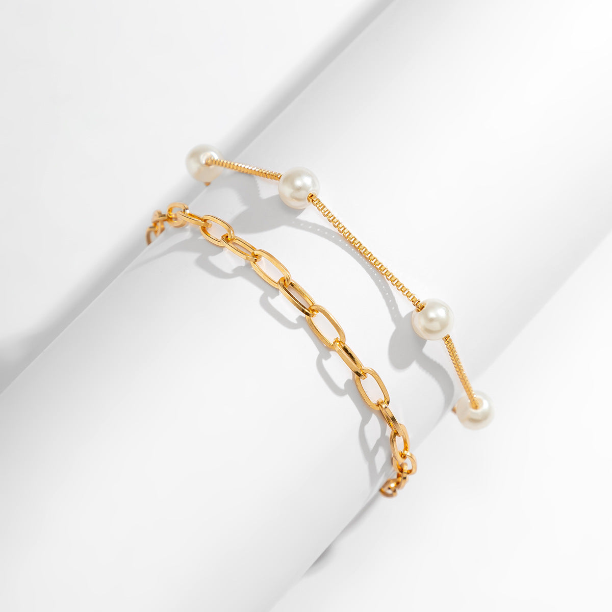 Gold Silver Stacking Pearl Adjustable Anklet Chain Set - Dainty Pearl Anklet Bracelet for Women | Perfect for Beach Weddings, Summer Outfits & Boho Style Accessories