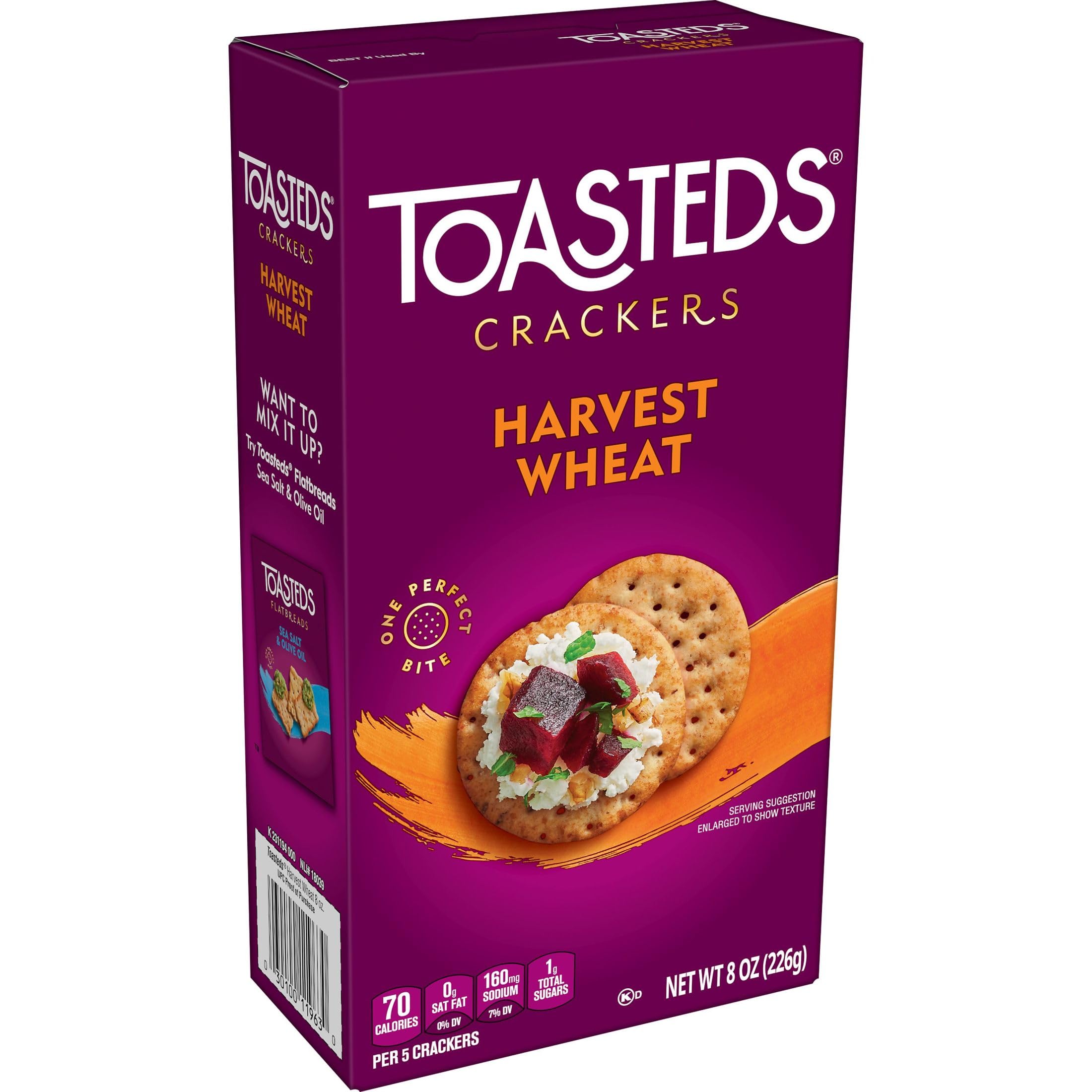 Toasted Harvest Wheat Crackers - 6 Pack | Healthy Party & Lunch Snacks | Perfect for Office, School & Picnics