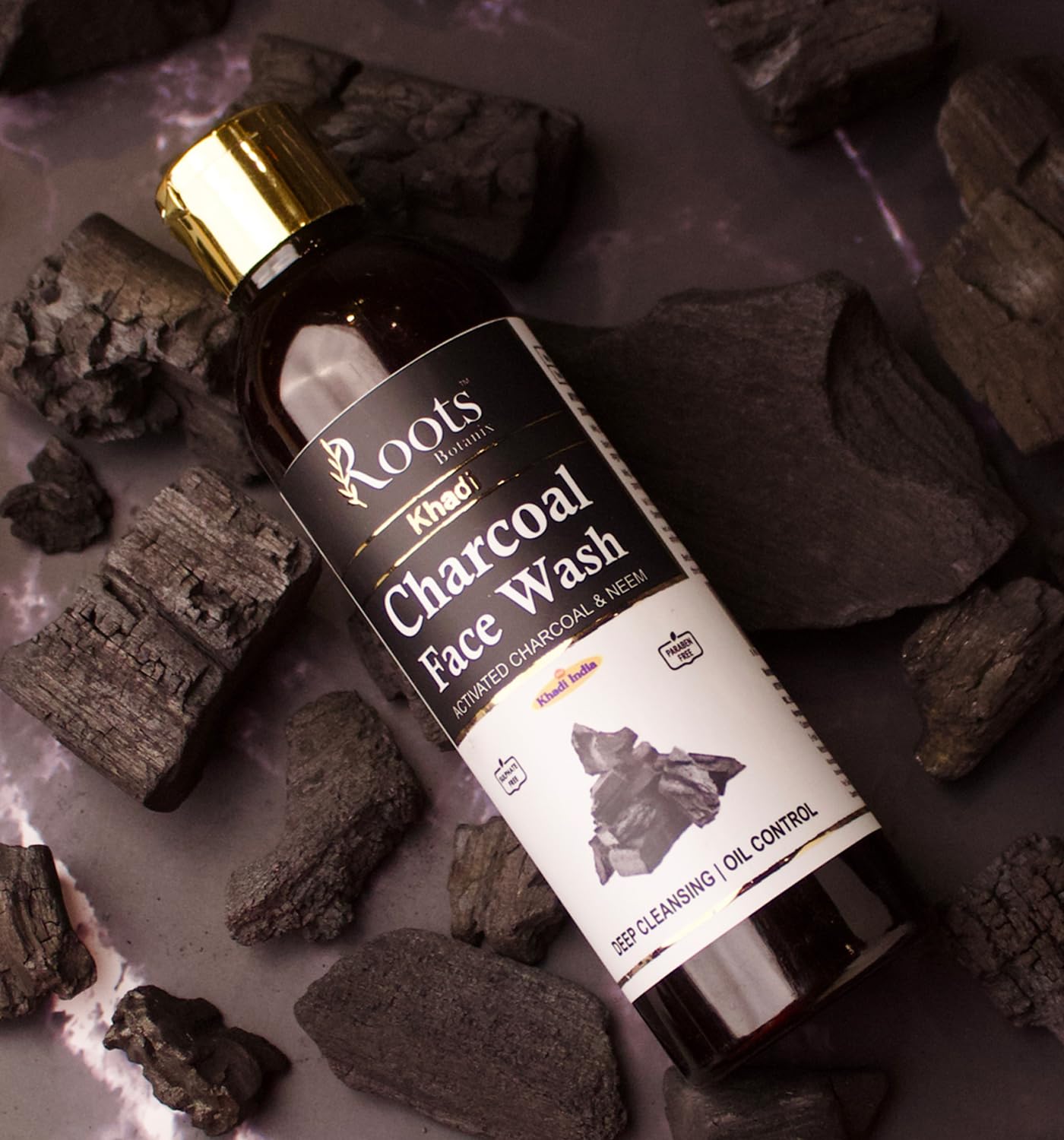 Roots Botanix Neem & Charcoal Face Wash for Glowing Skin - 200ml (Pack of 2) | Detan Cleanser, Brightening Gel, Anti-Pollution & Pimple Control | Perfect for Daily Skincare Routine & Travel