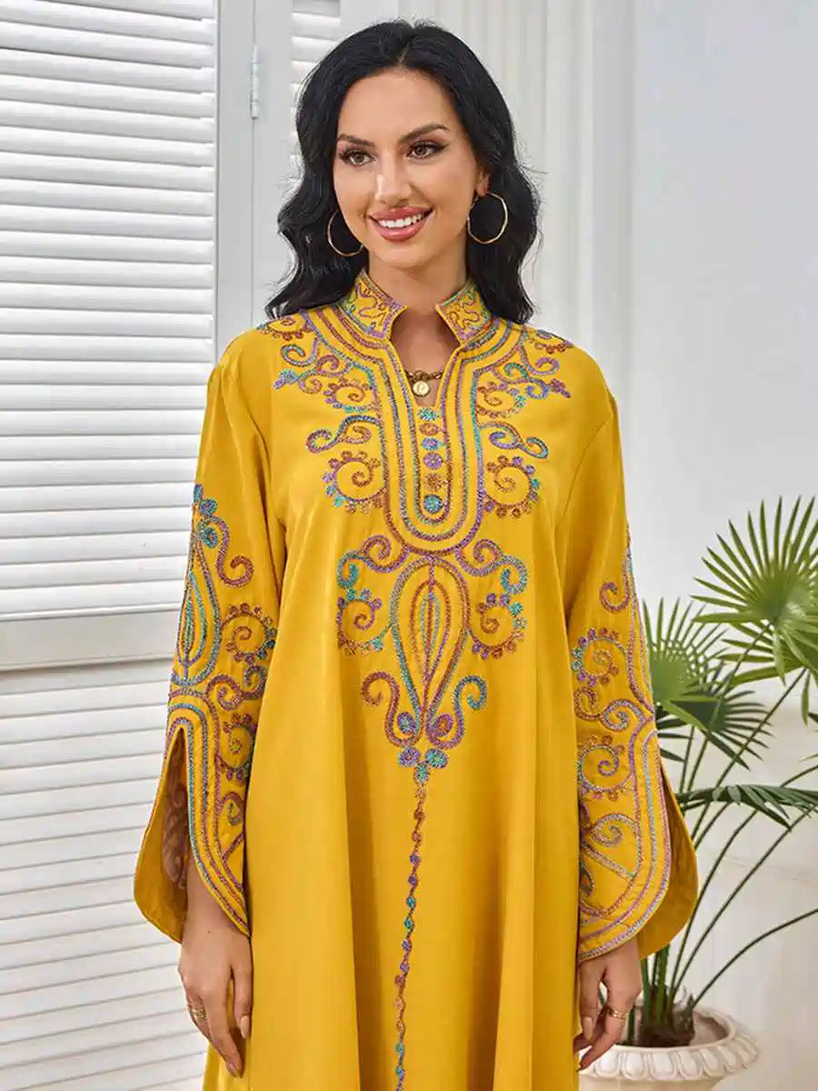 Elegant Rope Embroidery Eid Caftan Dress for Women - Moroccan Kaftan #25228 | Perfect for Eid Celebrations, Weddings & Special Occasions