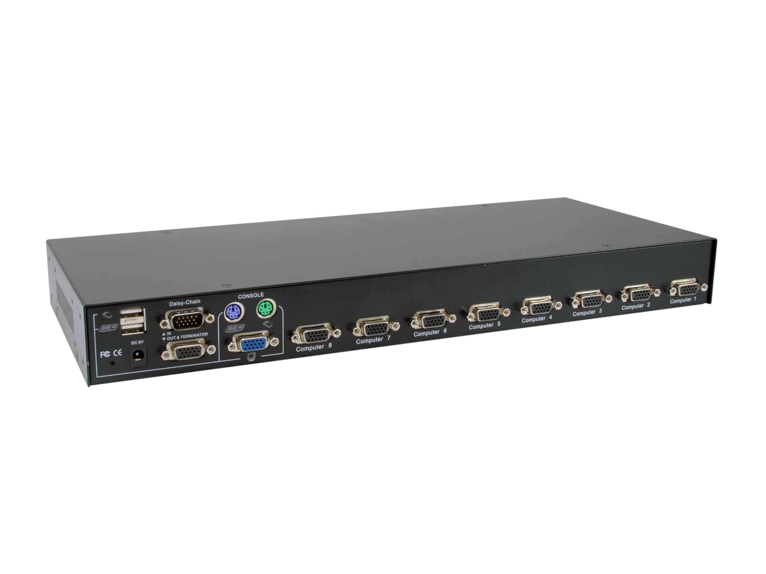 LevelOne KVM-3208 8-Port PS/2 & USB VGA KVM Switch for Server Rack & Multi-Computer Control - Ideal for Data Centers, IT Labs & Office Workstations