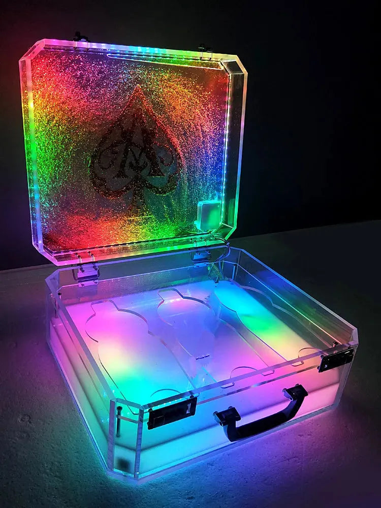 3 Bottle LED Ace of Spade Champagne Suitcase - VIP Wine Presenter Box with Glow Lights, Luxury Display Case for Nightclub, Party, Wedding & Special Events - Perfect for Celebrations, Gifts & VIP Entertainment