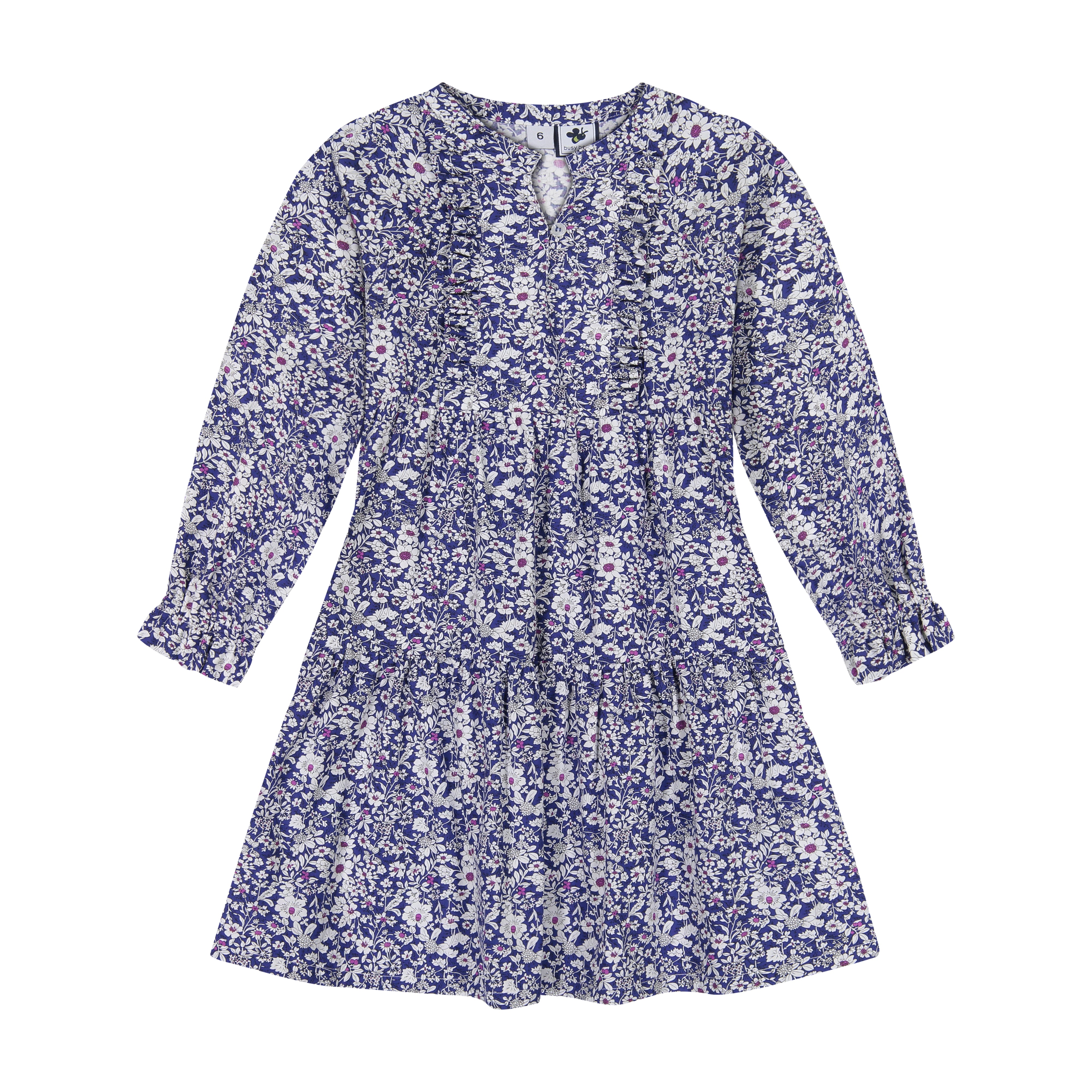 Isabelle Women's Ruffle Front Dress - Magenta & Navy Floral Print Summer Dress for Casual Wear, Date Night & Special Occasions