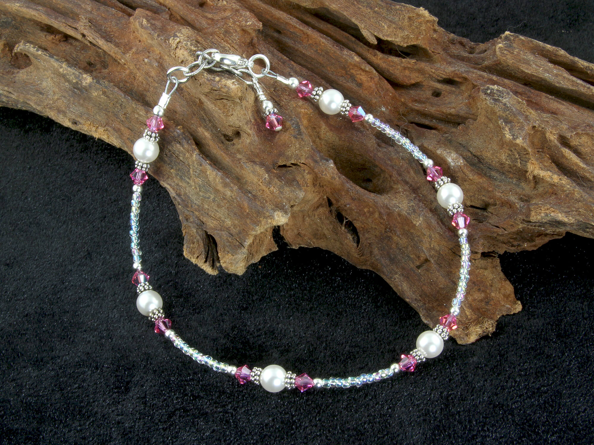 Razzle Dazzle Rose Pink Pearl Anklet - Elegant Women's Ankle Bracelet for Summer Beach, Wedding & Boho Fashion Accessories
