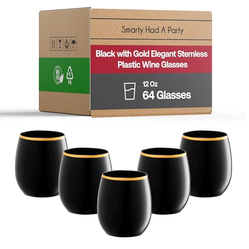 Black with Gold Rim 12 oz
