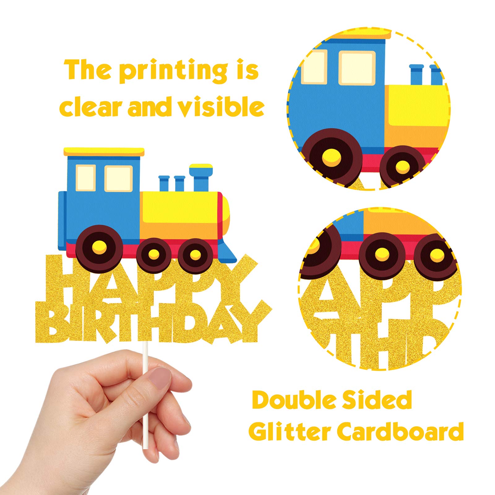Happy Birthday Train Cake Topper - Transportation Theme Party Supplies for Kids | Perfect for Train-Themed Birthday Decorations & Party Favors | Ideal for Kids' Birthday Parties, Baby Showers & Special Events