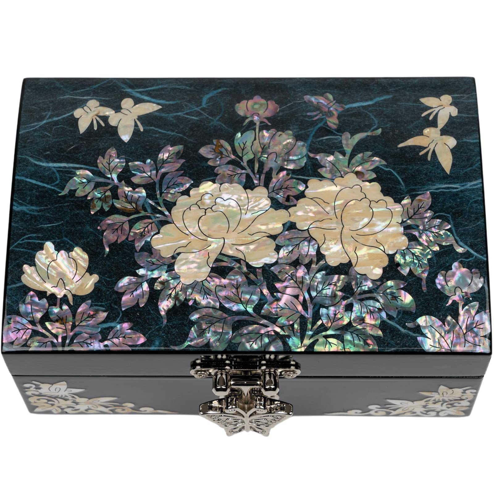 February Mountain Mother of Pearl Jewelry Organizer Box - Elegant Gift for Women | Birthday, Wedding, Anniversary & Christmas Present | Perfect for Jewelry Storage, Travel & Home Decor