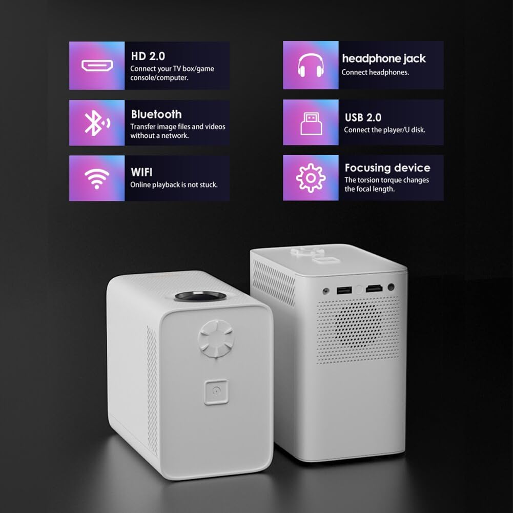 VACSAX Portable Smart Projector - 1080P HD 9500L Mini Projector with WiFi & Bluetooth, Android/iOS Compatible, 250