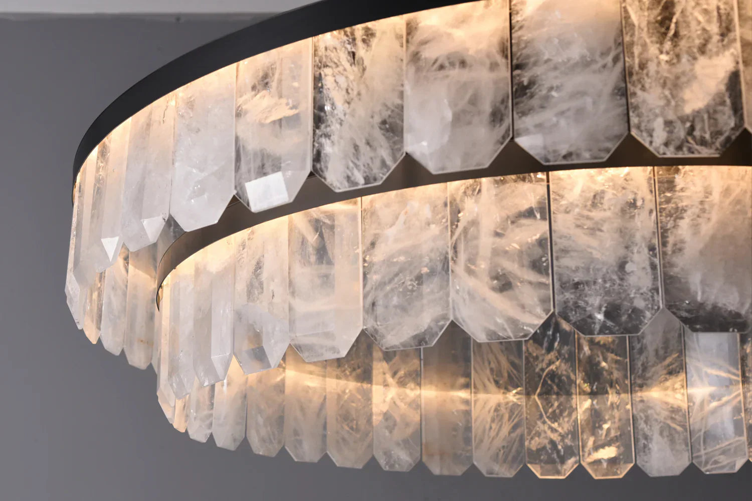 Rolande Double Rock Crystal Chandelier - Elegant Modern Ceiling Light Fixture for Dining Room, Living Room & Bedroom | Perfect for Home Decor & Luxury Interior Design