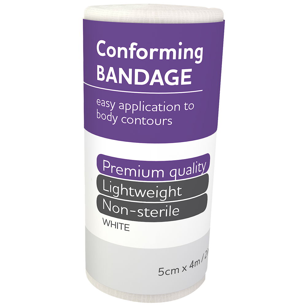 12 Pack Conforming Bandages 5cm x 4m - Self-Adhesive Medical Wrap for First Aid, Wound Care & Sports Injuries - Ideal for Home, Hospital & Emergency Kits