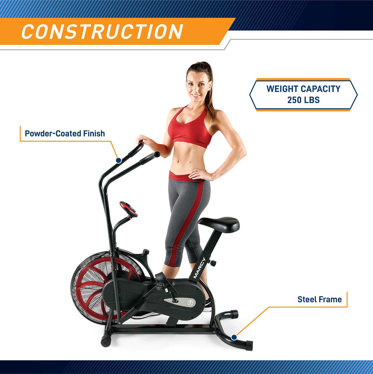 Marcy Fan Bike NS 1000 - Exercise Bike for Home Workouts, Cardio Training & Indoor Cycling - Perfect for Small Spaces & Home Gym Fitness