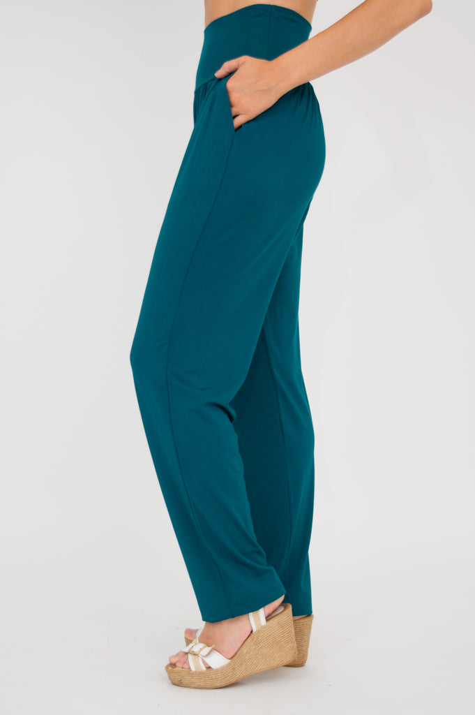 Clair Women's Bamboo Pant in Teal - Soft, Breathable & Eco-Friendly for Yoga, Lounge & Travel