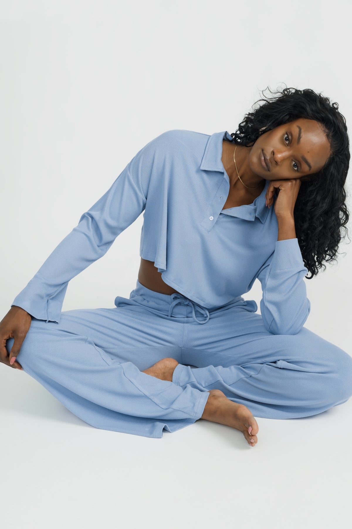 Rory Oversized Crop Top in Azure - Trendy Women's Fashion for Casual Wear & Street Style