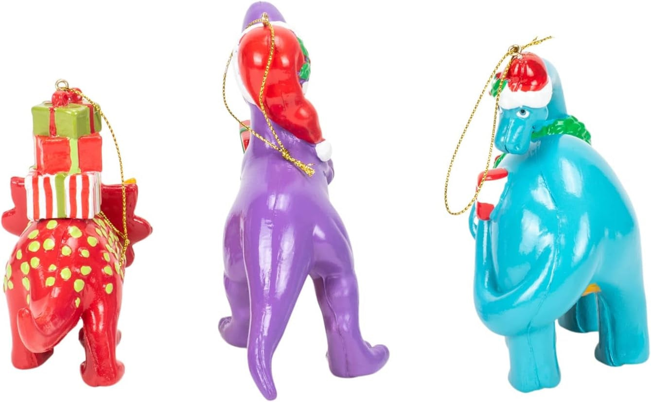 4.5 Inch Christmas Dinosaur Ornament - Festive Dino Decor for Holiday Tree, Home & Office - Perfect for Xmas Party, Gift Exchange & Winter Decorations
