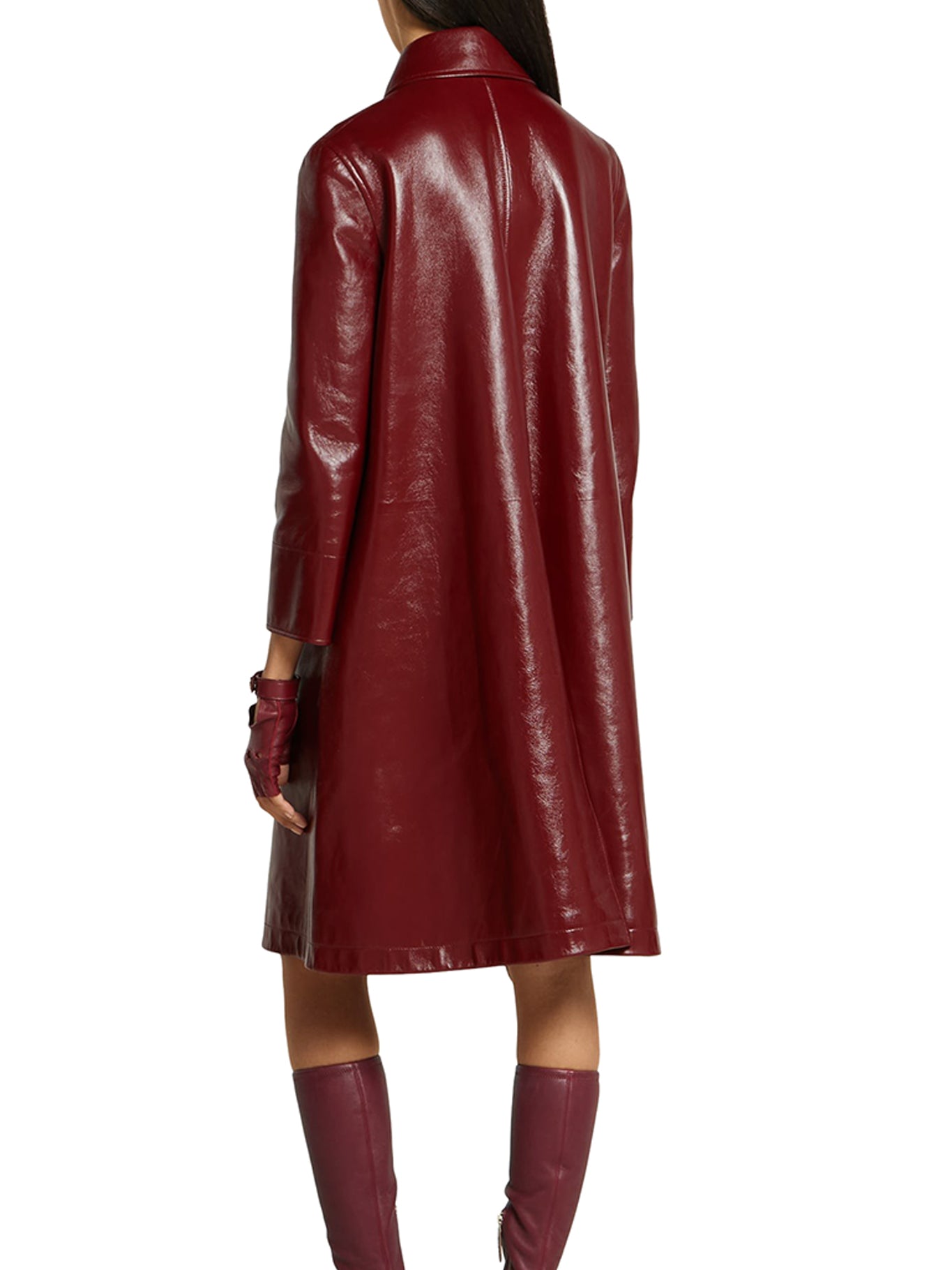 Luxury Double Breasted Shiny Leather Coat for Women - Elegant Winter Outerwear for Office, Parties & Formal Events