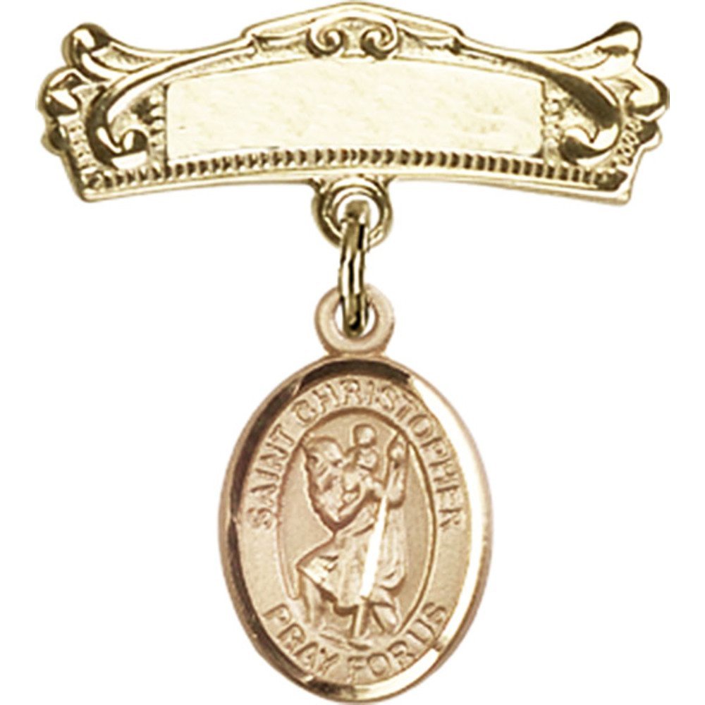 St. Christopher Gold Filled Baby Badge - 7/8